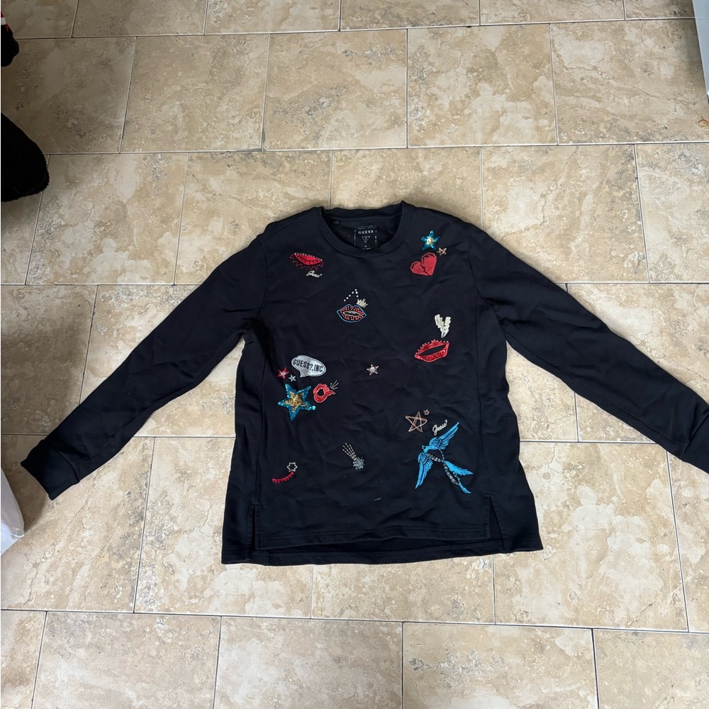 Vintage Guess Sweater with Colorful Embroidery